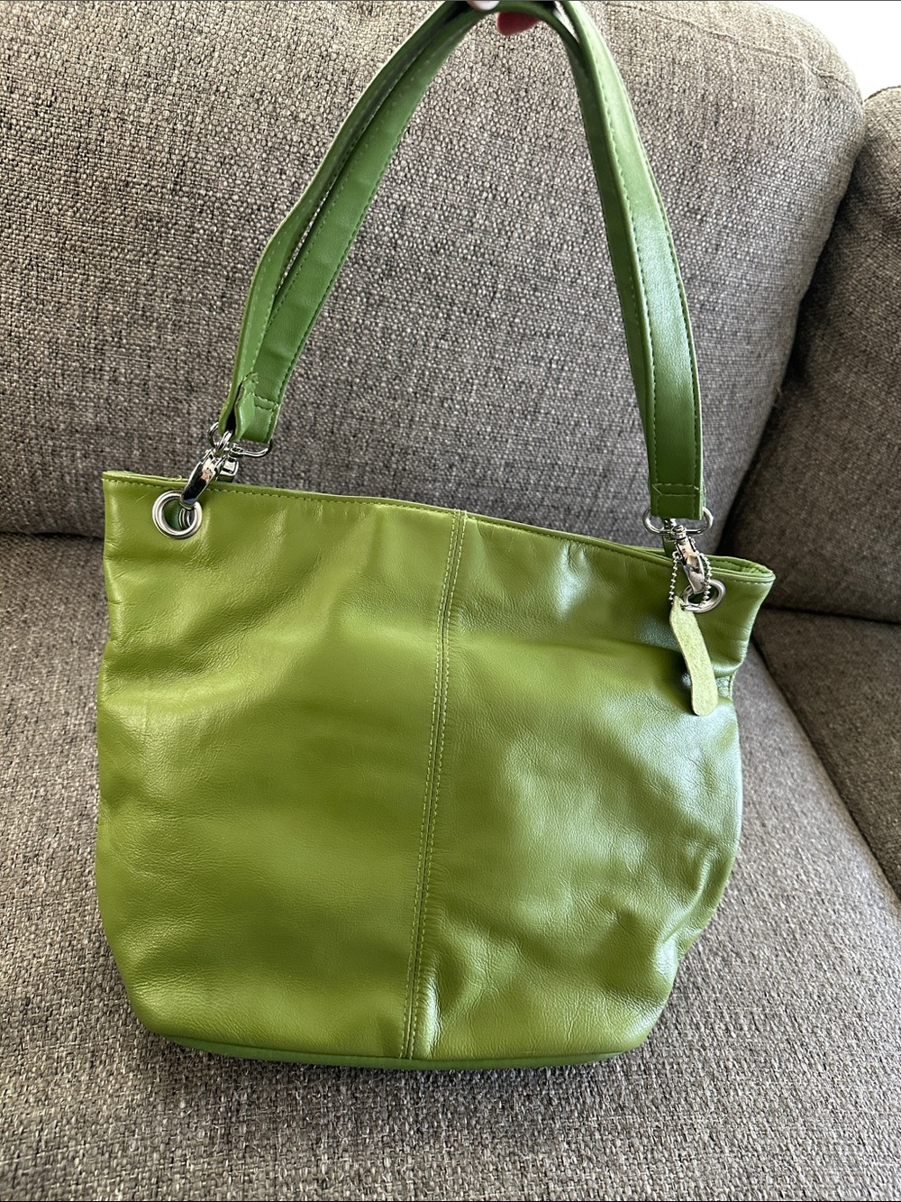 Worthington Lime Green Leather Shoulder Tote